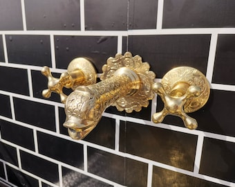 Brass Fish Faucet: Wall Mount Bathroom Sink with Traditional Handles