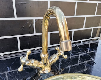 Rubinetto per bagno in ottone non laccato fatto a mano: maniglie vintage marocchine