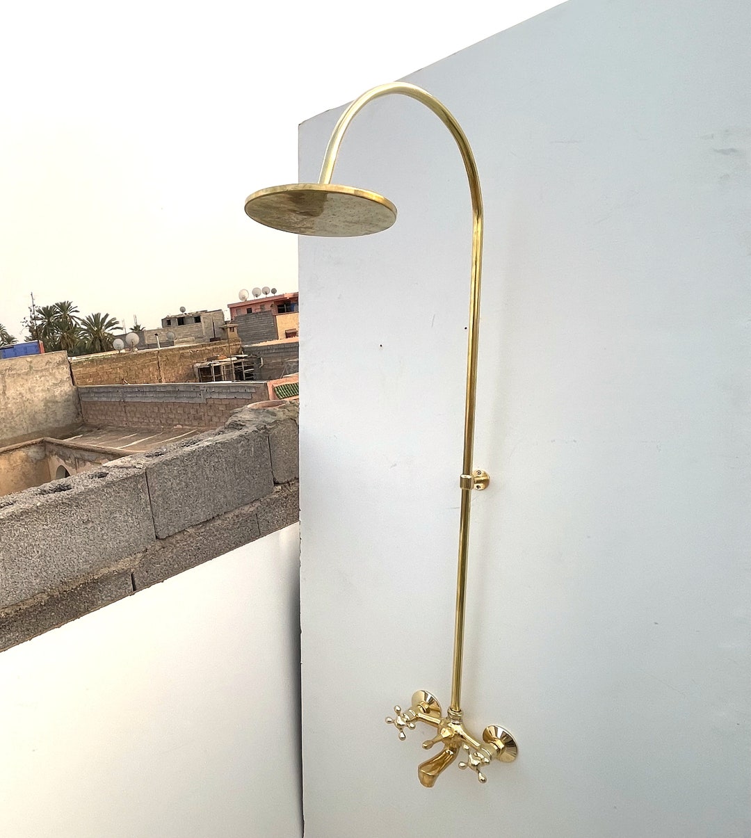 Unlaquered Brass Outdoor Shower System Tub Filler With Shower Head ...