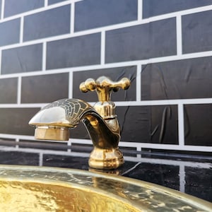 Handmade Unlacquered Brass Bathroom Faucet: Moroccan Single Hole Tap