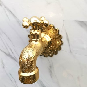 Antique Brass Bathroom Faucet: Unlacquered Moroccan Tap