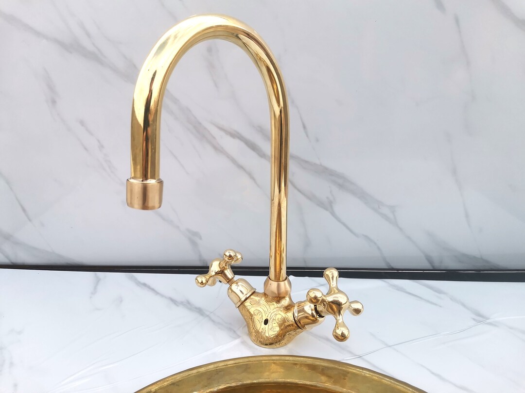 Unlacquered Brass Bathroom Sink Faucet Antique Faucet Vanity Etsy
