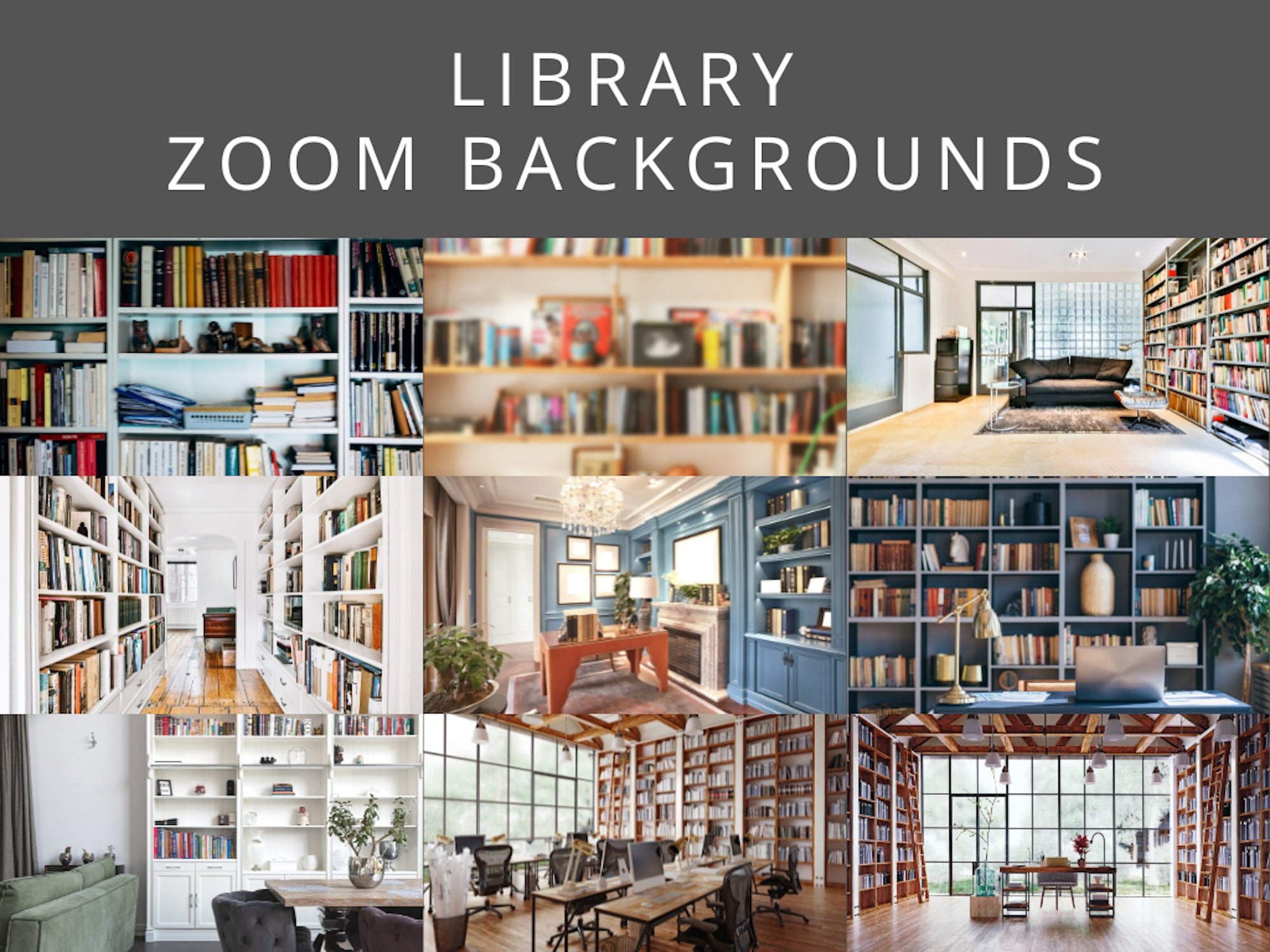 Library Zoom Backgrounds Virtual Meeting Backgrounds 9 - Etsy India