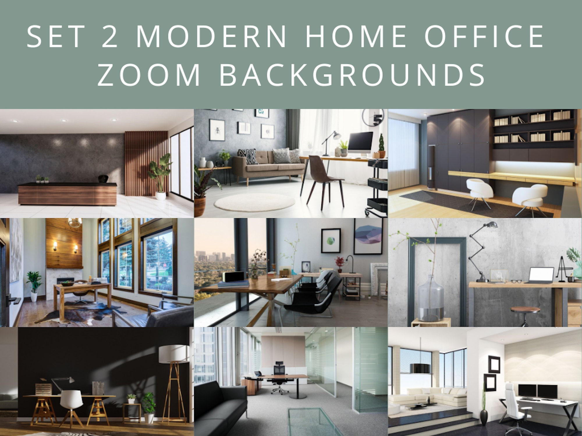 Modern Home Office Zoom Backgrounds Set 2 Virtual Meeting Backgrounds 9