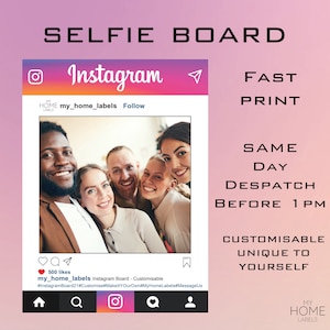 Personalised Gradient Selfie Frame Custom Instagram Birthday Wedding Engagement Party Photo Booth Wedding Prop Premium Large 4mm thick Board