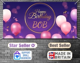 Personalized Happy Birthday Banner, Custom Photo, Celebration PVC Print