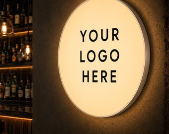 Custom Round LED Light Box Sign, Illuminated Acrylic Wall Logo, Business Display
