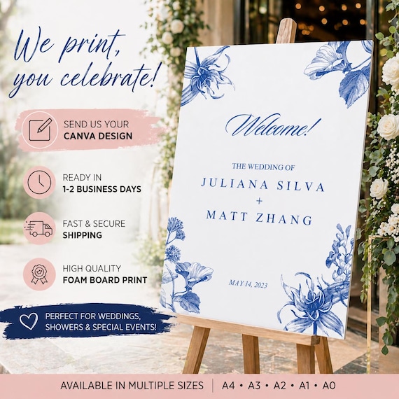 Foamboard Custom Sign, Wedding, Birthday, Engagement, Events, Personalized Your Design Print 5mm Thick Strong