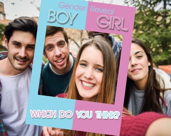 Personalized Gender Reveal Photo Booth Frame, Custom Party Prop (610mm x 457mm)