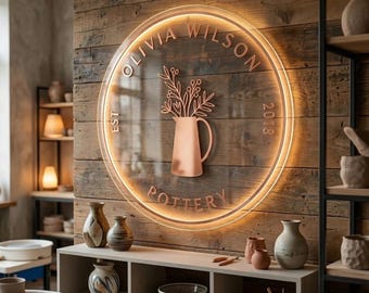 Illuminated Custom Round Acrylic Business Sign, 3D  Logo Wall Art Indoor