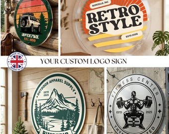 Custom Circle Logo Sign, UV Printed Business Wall Art, Dibond Acrylic Foamex Options