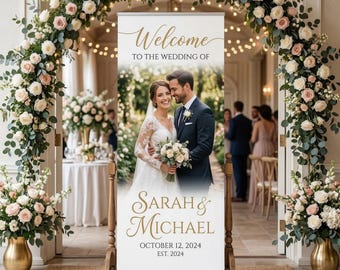 Custom Wedding Roll Up Banner, Entrance Display, Retractable Event Sign