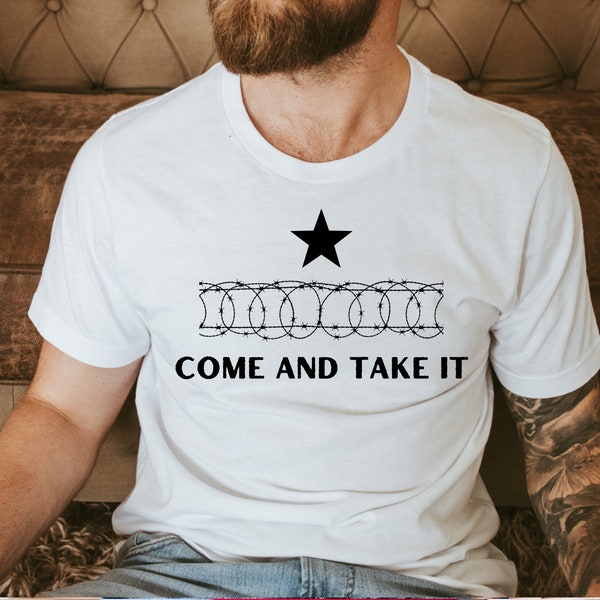 Republican Come And Take It Barbed Wire Patriotic Graphic T-Shirt, I Stand With Texas Political Razor Wire Tee, Hold The Line T Shirt