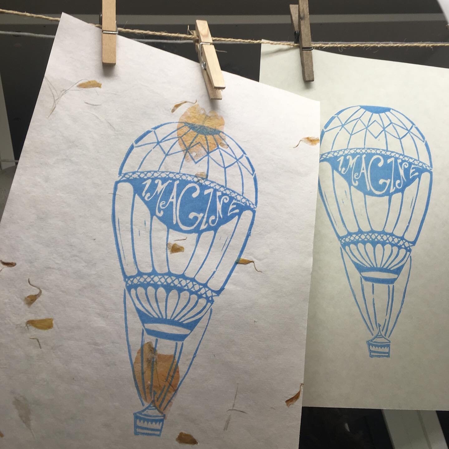 Montgolfière Linogravée