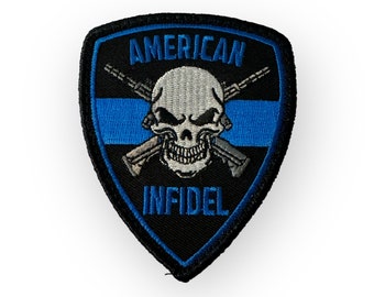 American Infidel Blue Line Shield Morale Patch