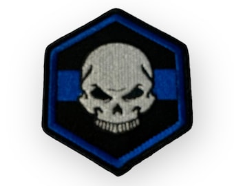 American Infidel Blue Line Skull Hex Morale Patch