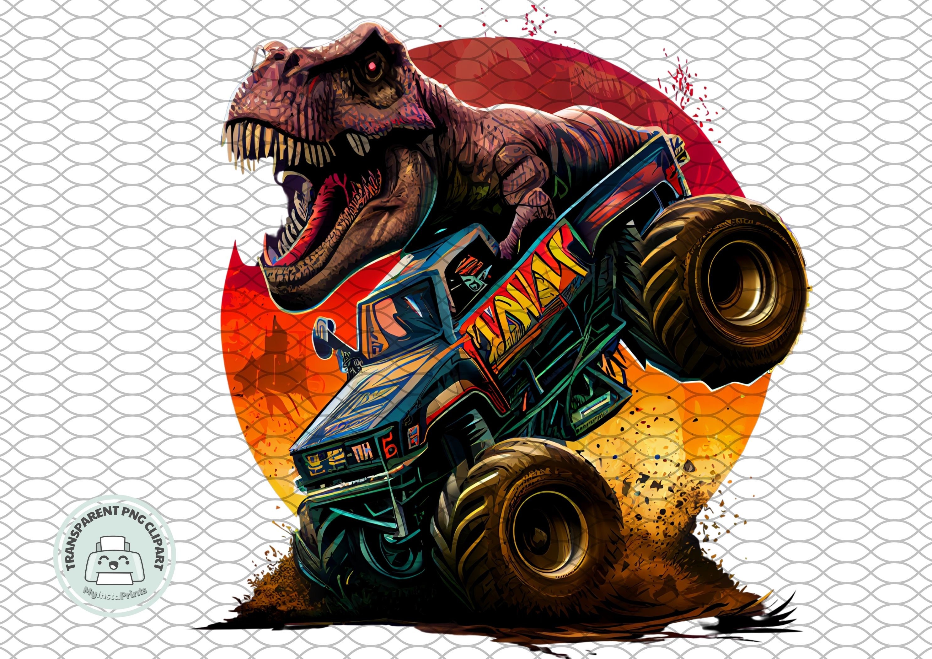 T-rex Dinosaur on Monster Truck Clipart Illustration par PIG.design ·  Creative Fabrica