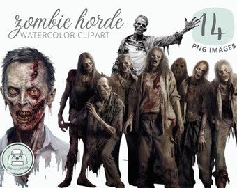 aquarelle zombie clipart vintage zombie png morts-vivants horreur sublimation effrayant png fond transparent indésirable journal zombie autocollant numérique