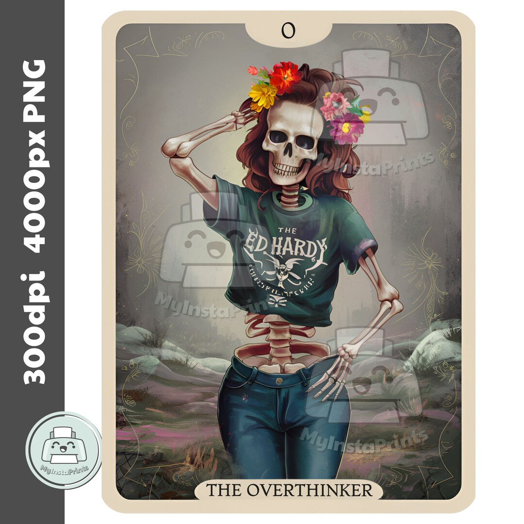 The Overthinker Tarot Card Svg, Funny Skeleton Witchy Vibes
