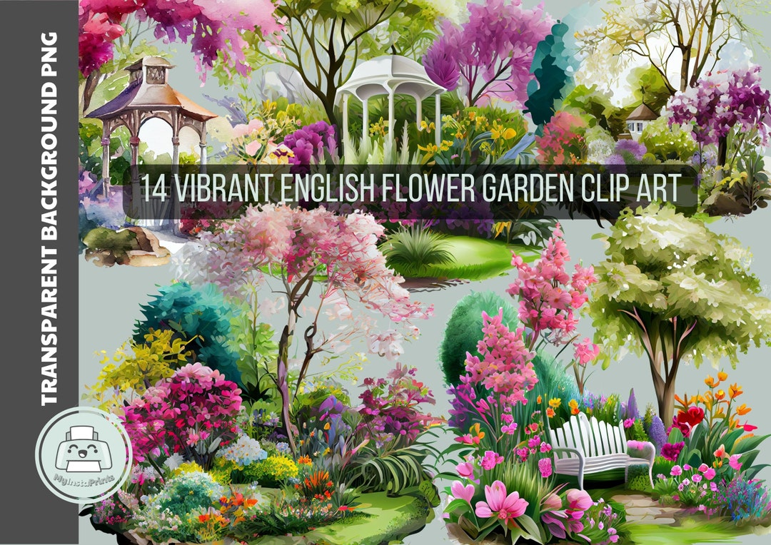 Spring Clipart English Country Garden Summer Floral Flower Garden Clip