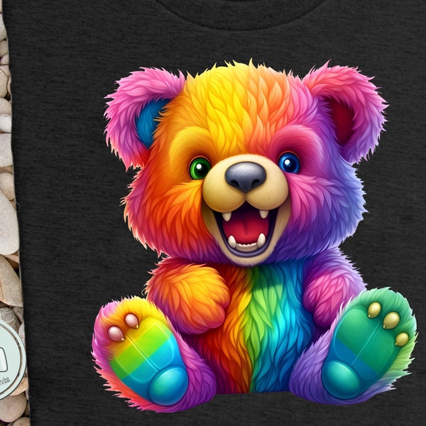 neon teddy bear png Colorful png for shirts sublimation designs hippy png sublimate retro 90 neon LBGTQ Urban street sublimation hip hop png