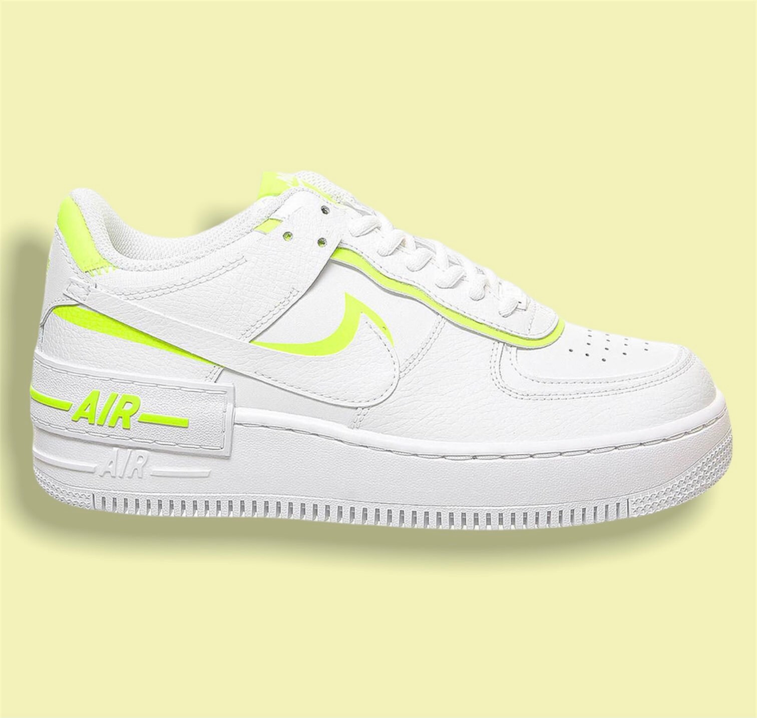 neon yellow and white air force 1