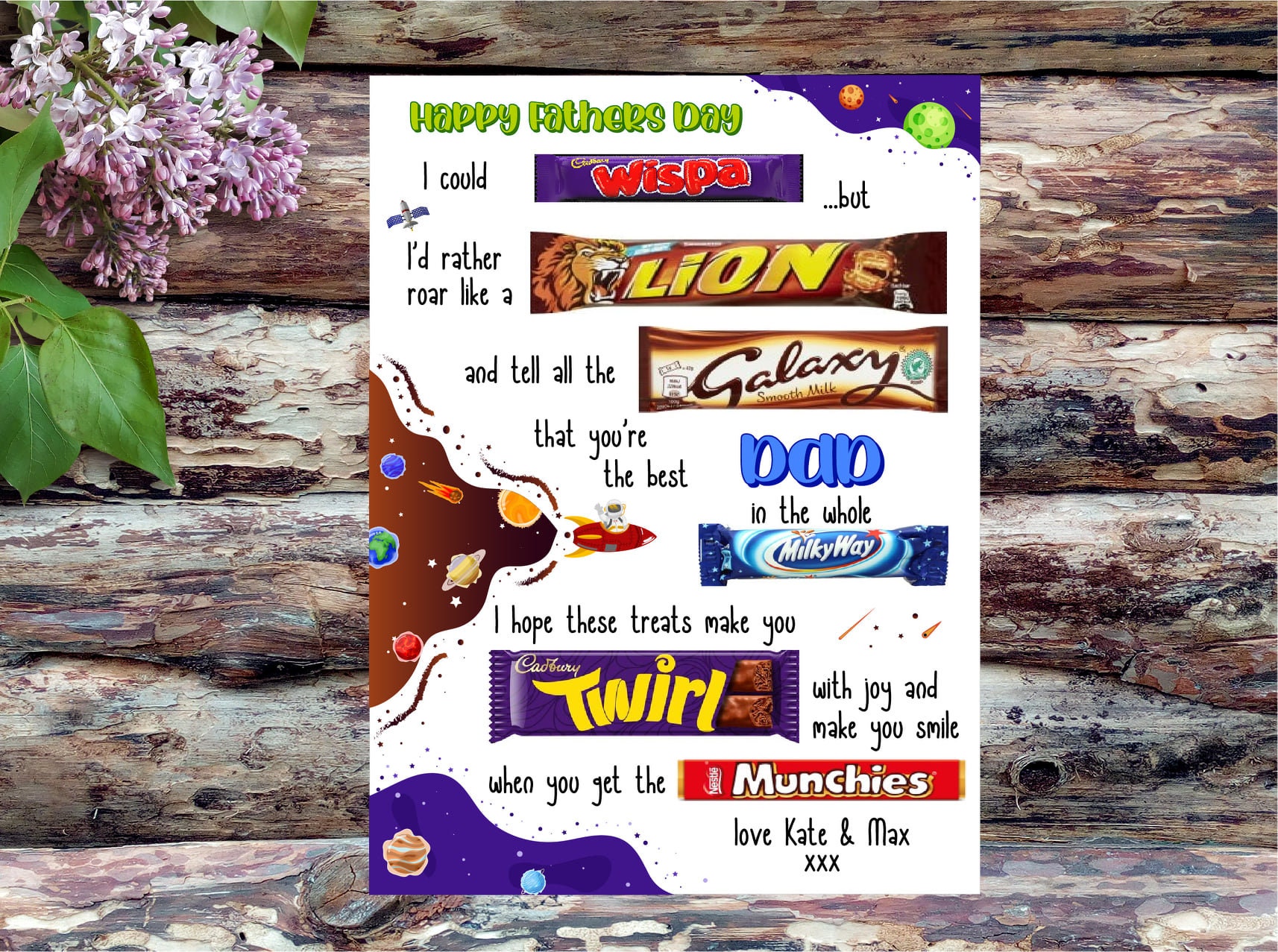 Personalised Fathers Day Chocolate Message Board Personalised Etsy UK
