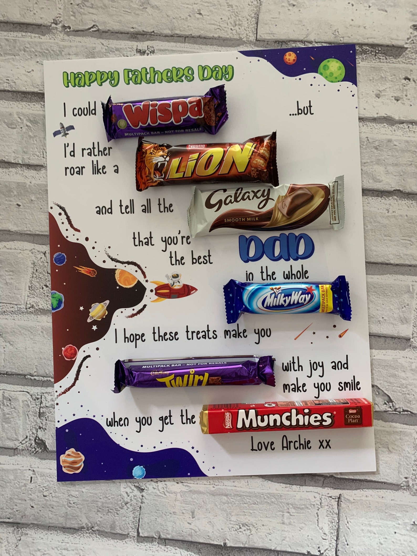 Personalised Fathers Day Chocolate Message Board Personalised Etsy UK