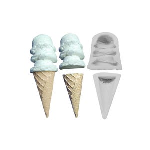 Halbe 3 Eiskugeln & Halbe Waffel Silikonform | Dessert Form Silikonform | Gießform für Leinwand | Nicht Lebensmittelqualität