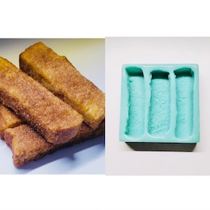 3pc French Toast Sticks Silicone Mold. Realistic Breakfast Shape Mold | Platinum Silicone Mold for Wax| Soap|  Castings| Not Food Grade