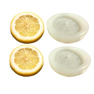 2 moules en silicone réalistes en forme de tranches de citron | Incrustations de cire, savon ou argile (qualité alimentaire)