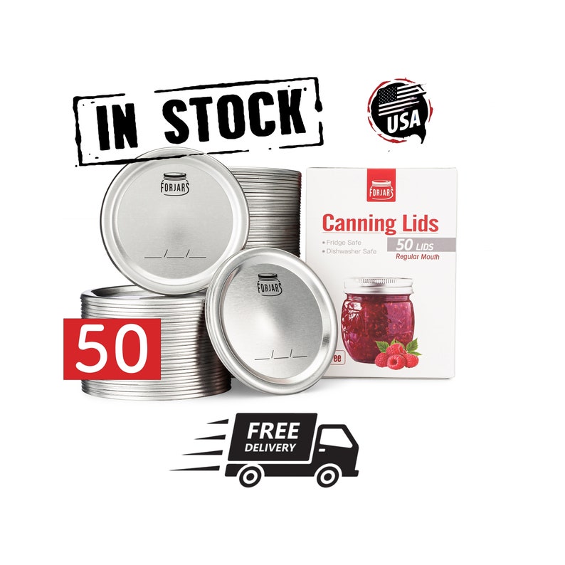 50 Regular Canning Lids Forjars Free Shipping Etsy