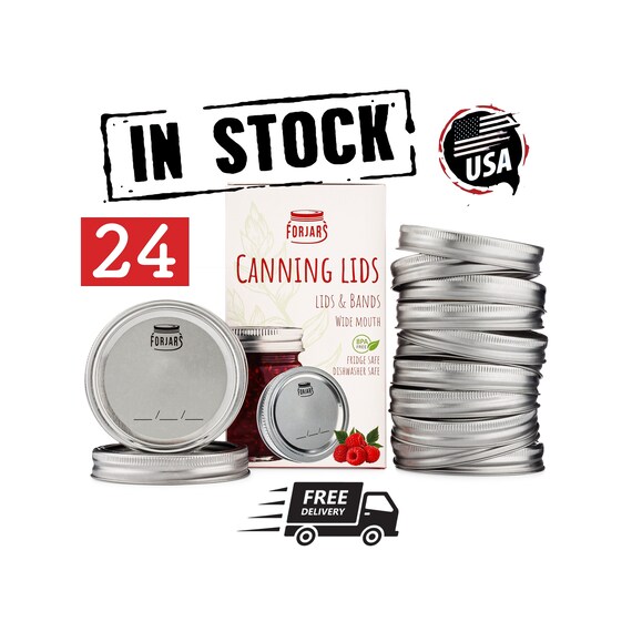 24 Sets Wide Canning Lids and Bands Forjars Free Shipping Etsy