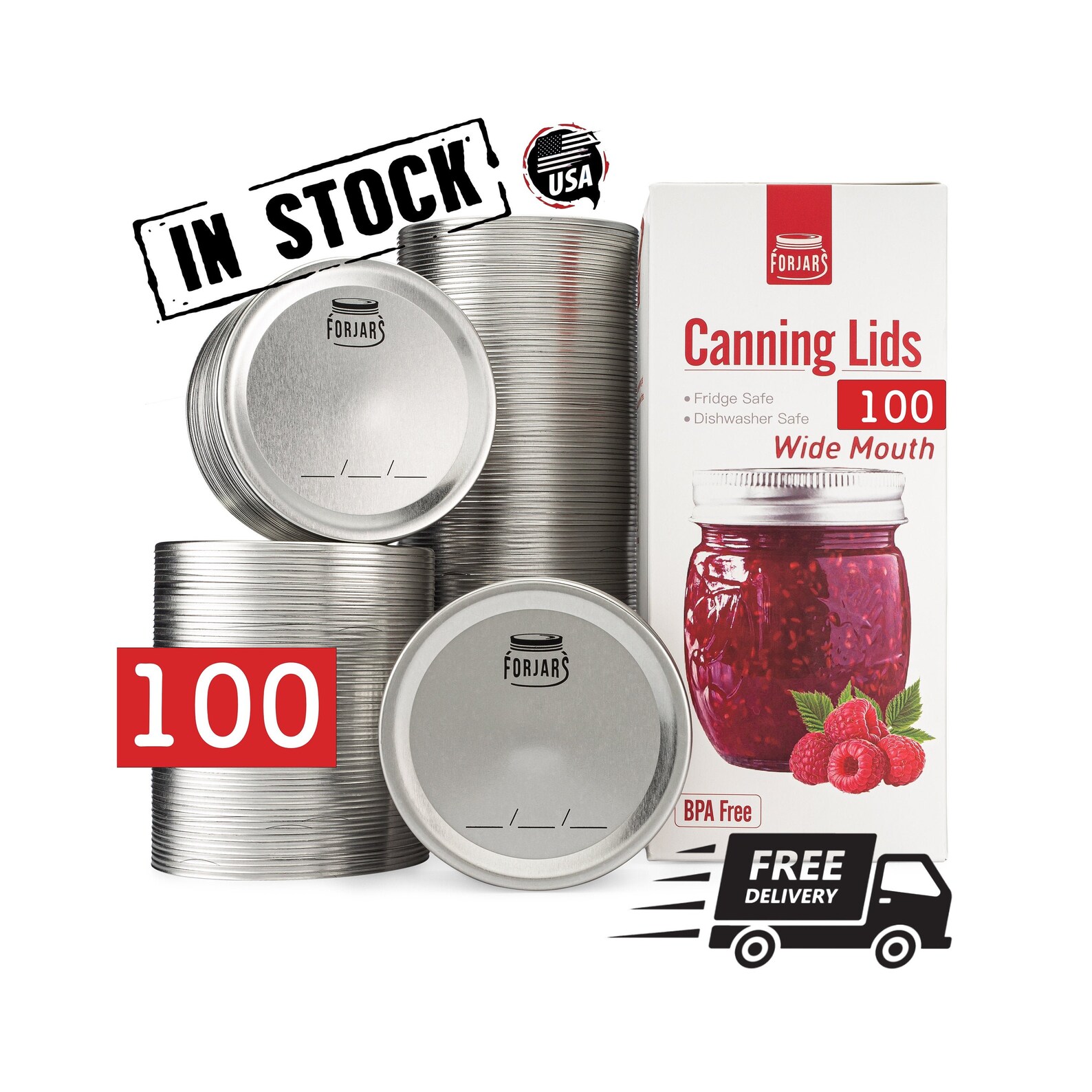 100 Canning Lids Wide Mouth FORJARS Free Shipping Etsy Australia