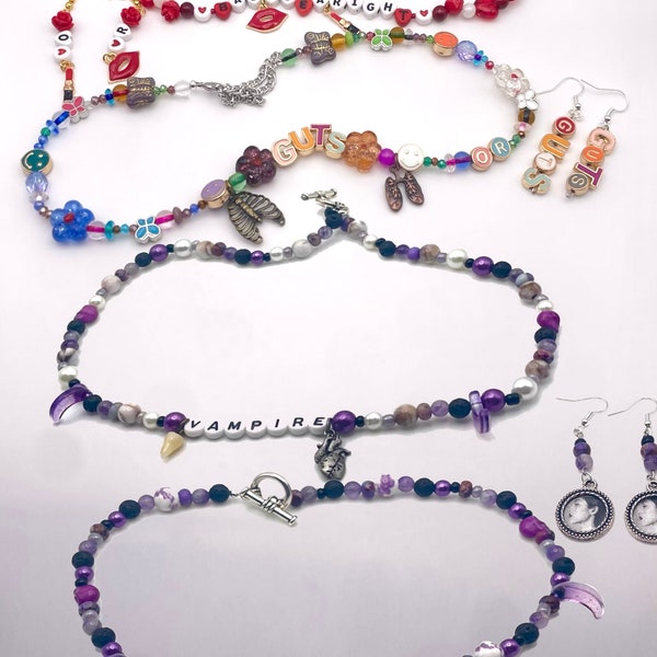 Olivia Rodrigo GUTS Themed Jewelry - vampire, bad idea right?, GUTS Album Earrings/Necklaces
