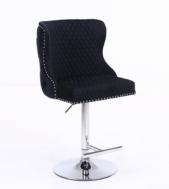 Royal Black Lion Knocker Bar Stool With Chrome Leg Etsy