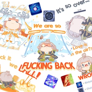 Può includere: Un'illustrazione colorata con personaggi dei cartoni animati e testo. Il testo include "We are fucking", "It's so over", "We are so", "under attack", "Fuck it", "Love is in the air??", "we FUCKING BACK" e "WRONG."
