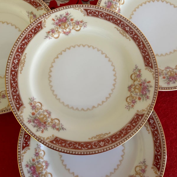 Noritake Mystery #36 pattern Bread and Butter plates, Set of 4 , Dessert, appetizer plate, floral, Replacement