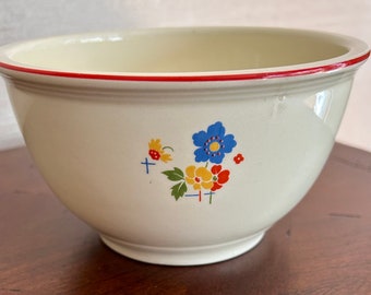 Vintage Homer Laughlin Kitchen Kraft Floral Mixing Bowl, Overserve, USA, kitchen decor, table accents