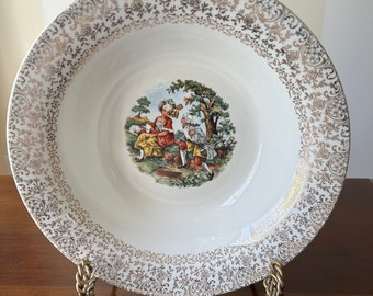 Cronin China Company National Brotherhood of Operative Potters Serving Bowl, 9 3/8", Victorian Scene