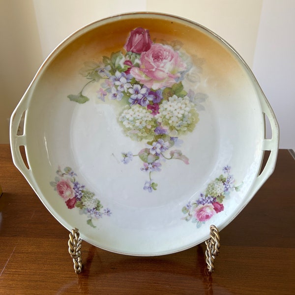 Pretty and Delicate Bavarian L D B Co. China Decorative Handled Cake Plate, Germany, Serving Plate, Floral, Home decor