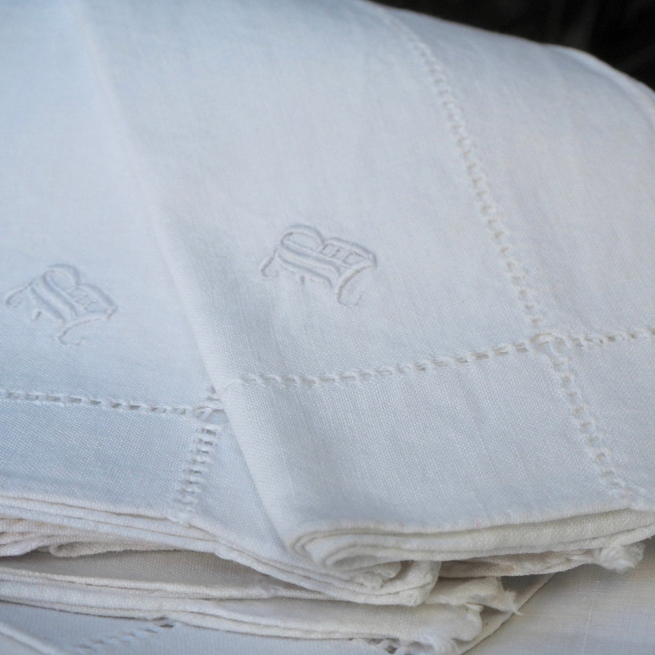 Set of 6 Vintage European Linen Napkins Serviettes Monogrammed Etsy