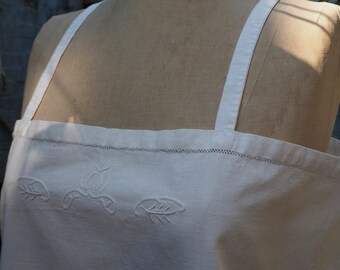 French Vintage Cotton Slip with Embroidery and Monogram