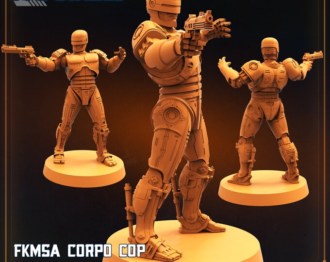 Corpo Cops Set - 5 Figures - RoboCop -  SciFi -  Suitable for Stargrave, Starfinder, any Sci-Fi tabletop game