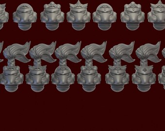 10 Assorted Mk 6 Topknot SoH Shadow Legion Helmets - Helforged Miniatures