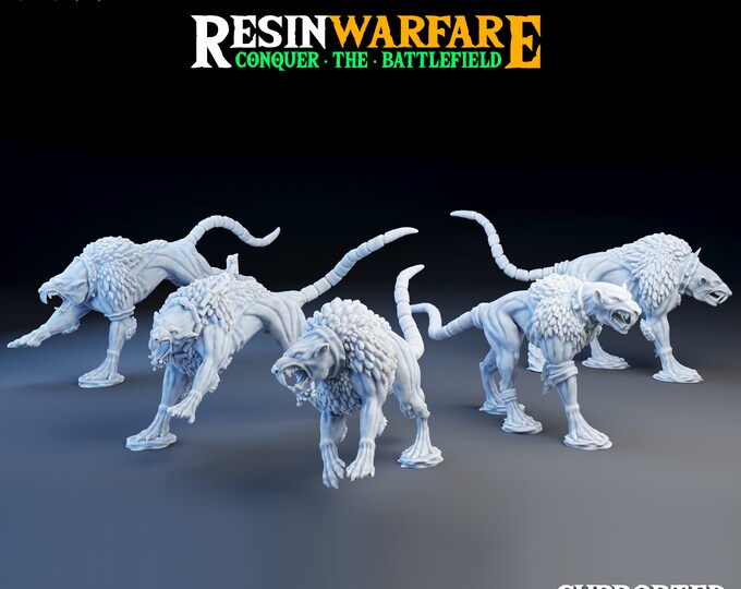 Ratkin Hound Rats 5 Models - Vermin Hound Rats -  - Kings of War - Warhammer