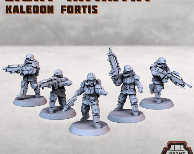 Light Infantry Team 5 Models - Kaledon Fortis Army - SciFi -  Suitable for Stargrave, Starfinder, any Sci-Fi tabletop game