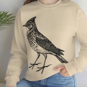 Skylark Sweatshirt: Line Art Bird Drawing, Comfy Crewneck