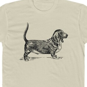 Basset Hound Dog T-Shirt, Men's Cotton Crew Tee, Basset Hound Dog Line Art Drawing T-Shirt, Basset Hound Dog Tee