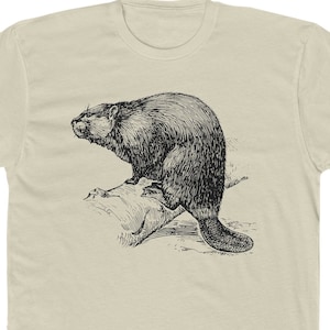 Beaver T-Shirt: Hand-Drawn Line Art, Cotton Crew Tee